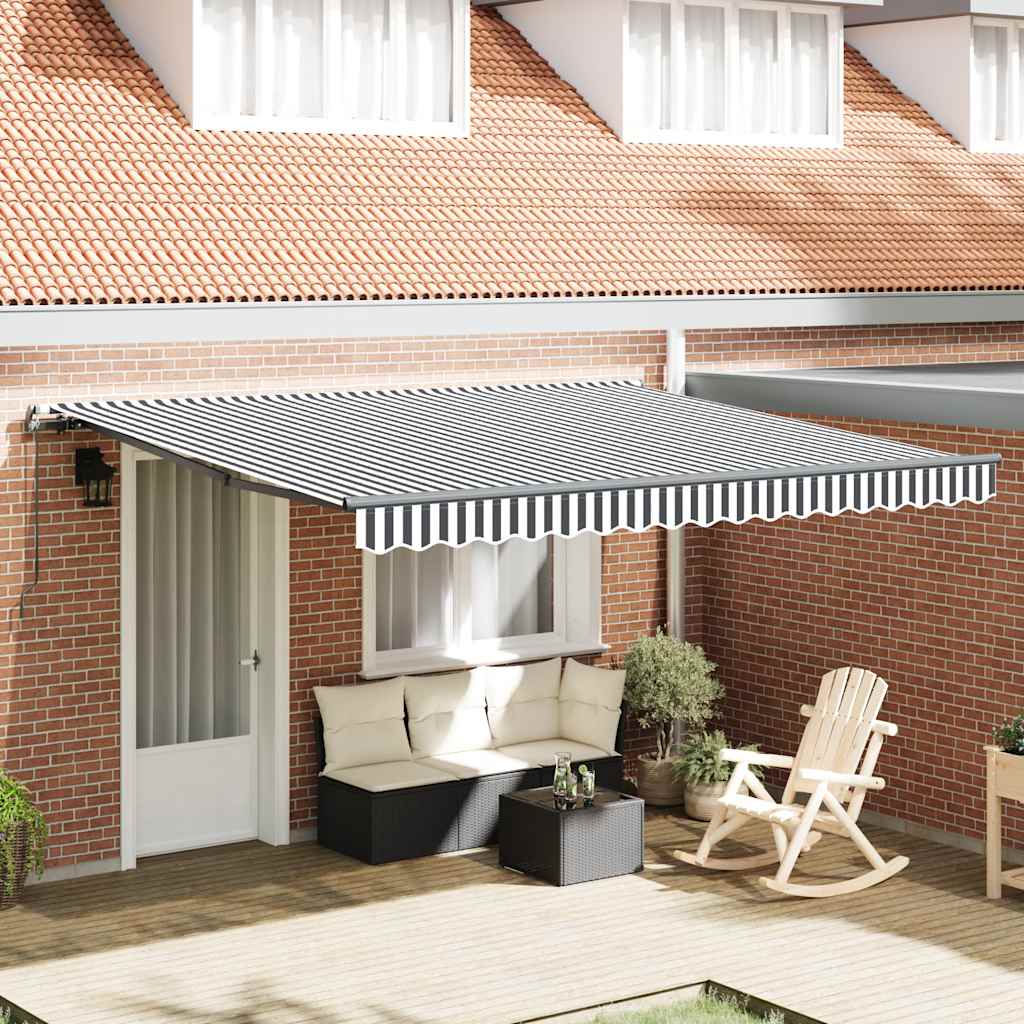 vidaXL Toldo retráctil manual gris antracita y blanco 400x300 cm