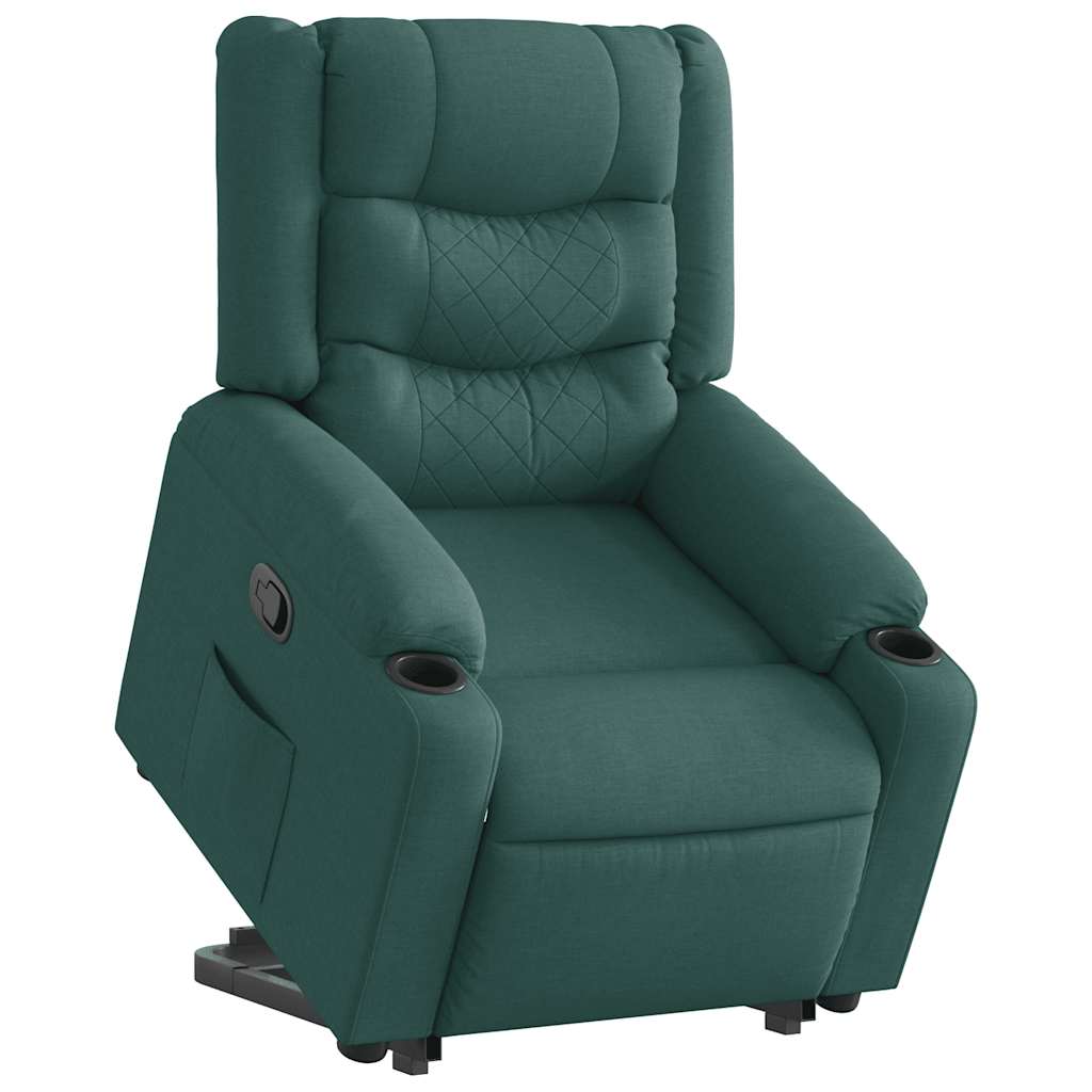 vidaXL Sillón reclinable elevable tela verde oscuro