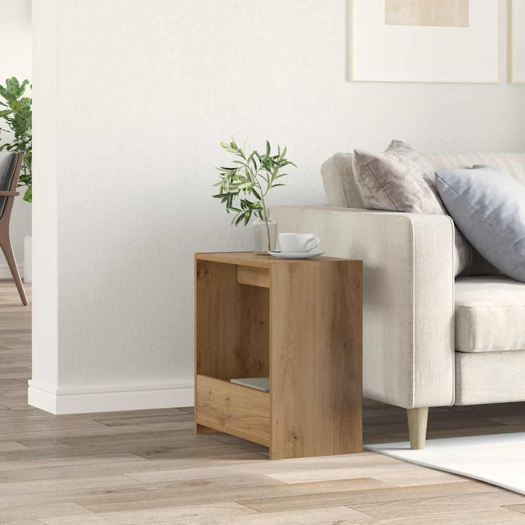 vidaXL Mesa auxiliar madera contrachapada roble artisian 50x26x50 cm