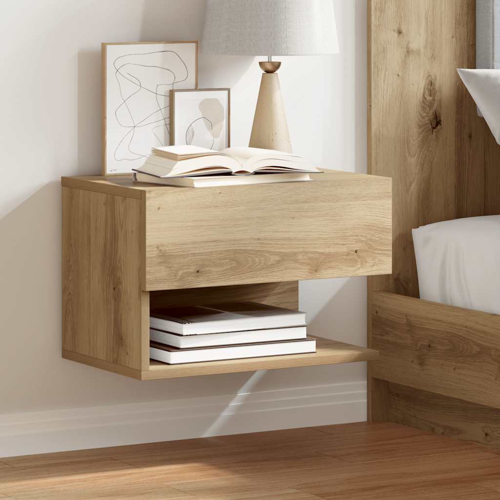 vidaXL Mesita de noche de pared 2 unidades roble artisian