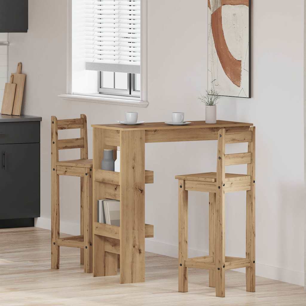 vidaXL Mesa de bar de pared contrachapada roble artisan 102x45x103,5cm