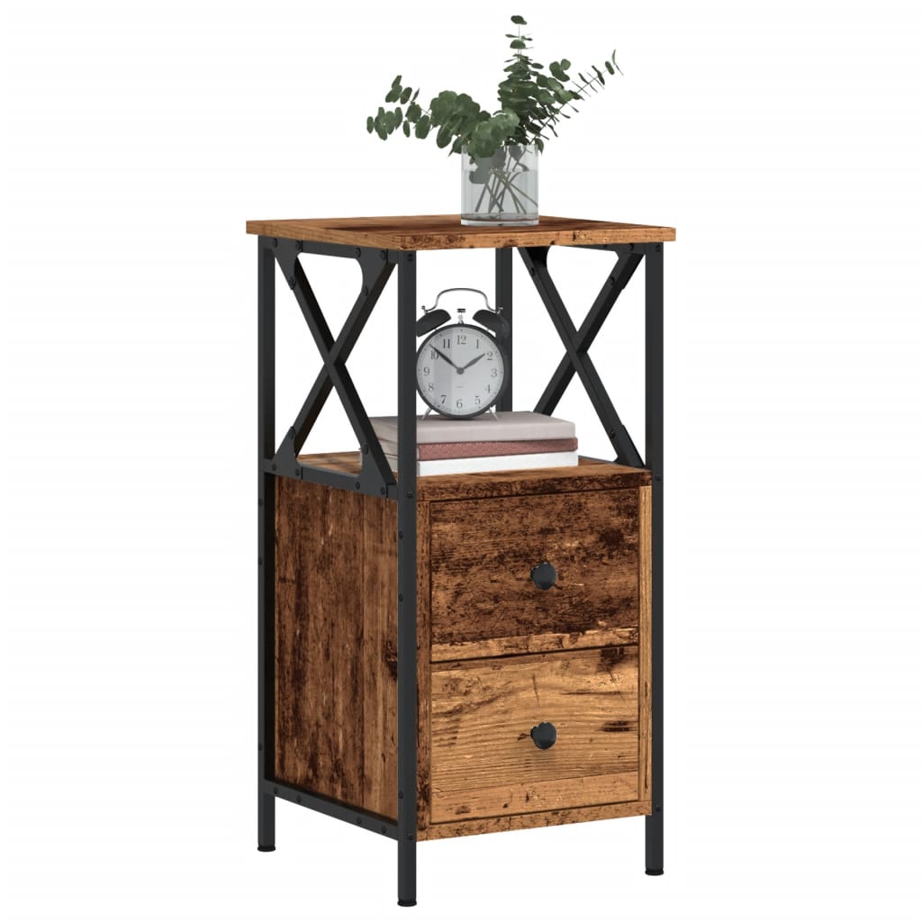 vidaXL Mesitas de noche 2 ud madera ingeniería envejecida 34x35,5x70cm