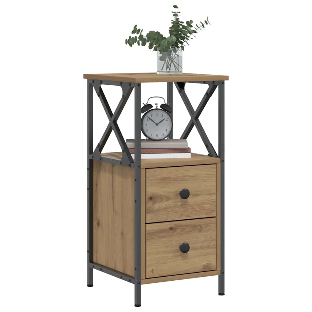 vidaXL Mesitas noche 2 ud madera ingeniería roble artisan 34x35,5x70cm