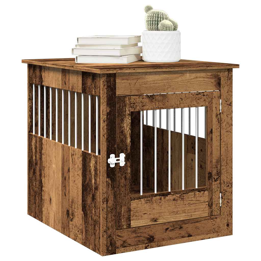 vidaXL Jaula para perros madera ingeniería madera vieja 64,5x80x71 cm