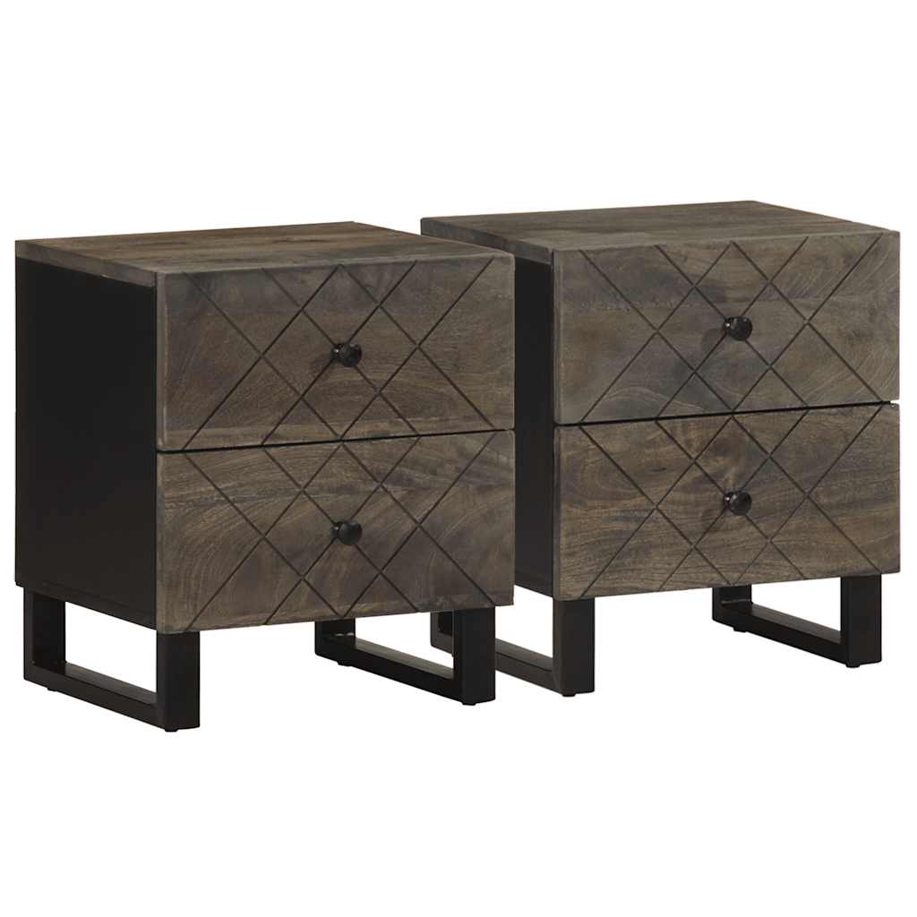 vidaXL Mesitas de noche 2 uds madera maciza de mango negro 40x33x46 cm