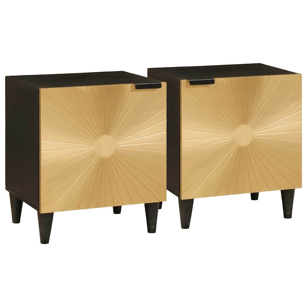 vidaXL Mesa de noche 2 uds. Negro y dorado 40 x 33 x 46 cm
