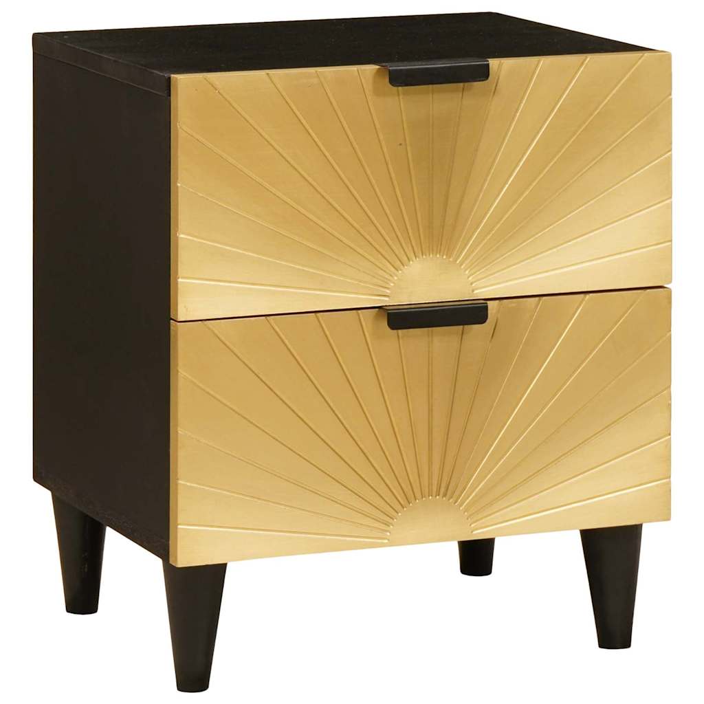 vidaXL Mesa de noche Negro y dorado 40 x 33 x 46 cm