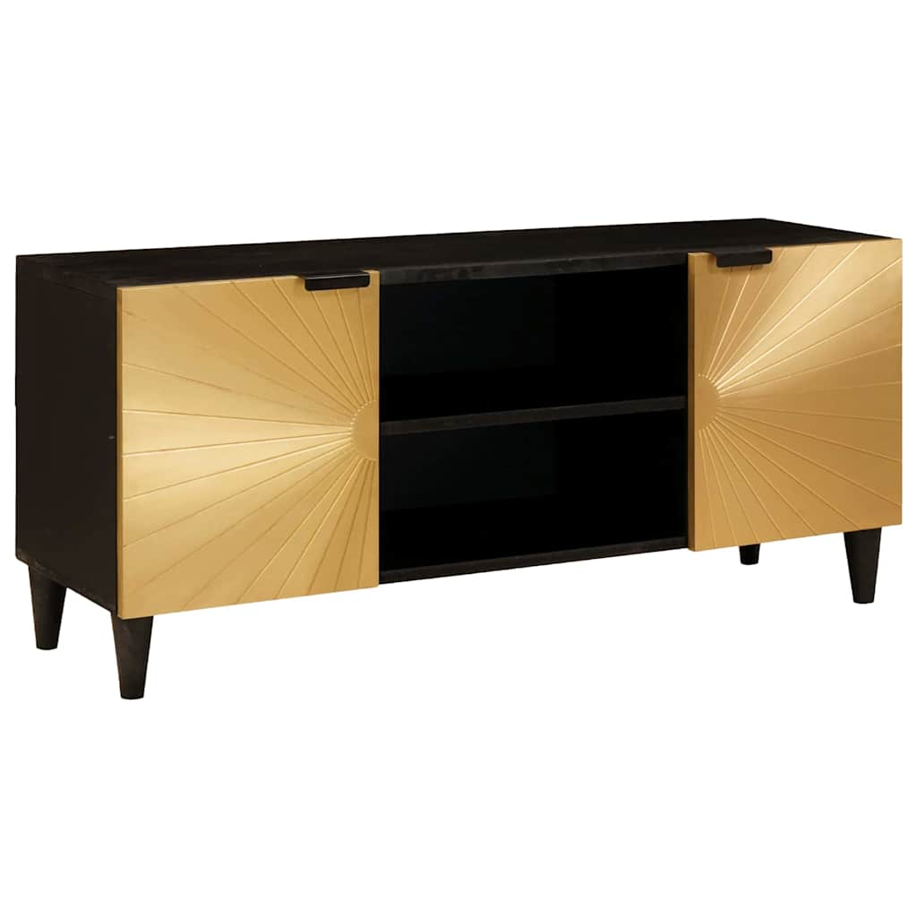 vidaXL Mueble de TV Negro y dorado 105 x 33 x 46 cm