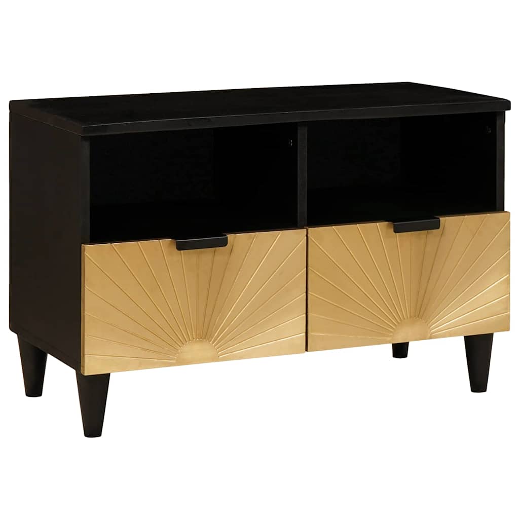 vidaXL Mueble de TV Negro y dorado 70 x 33 x 46 cm