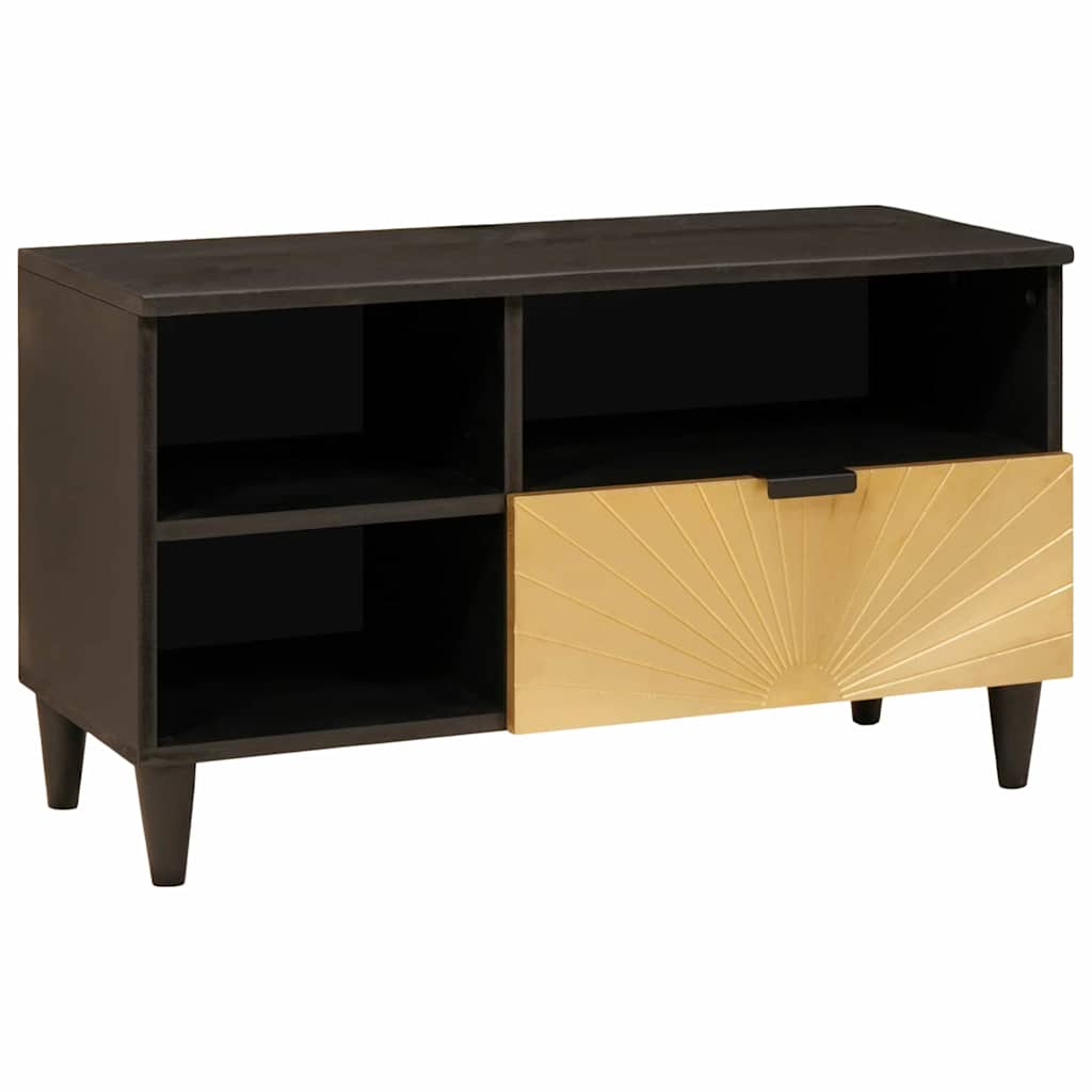 vidaXL Mueble de TV Negro y dorado 80 x 33 x 46 cm