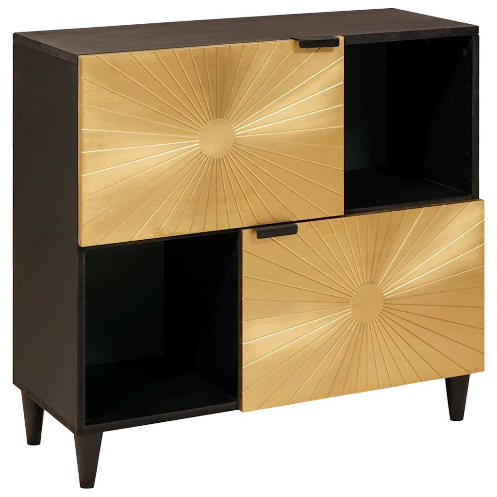vidaXL Armario auxiliar con estante Negro y dorado 80 x 33,5 x 75 cm