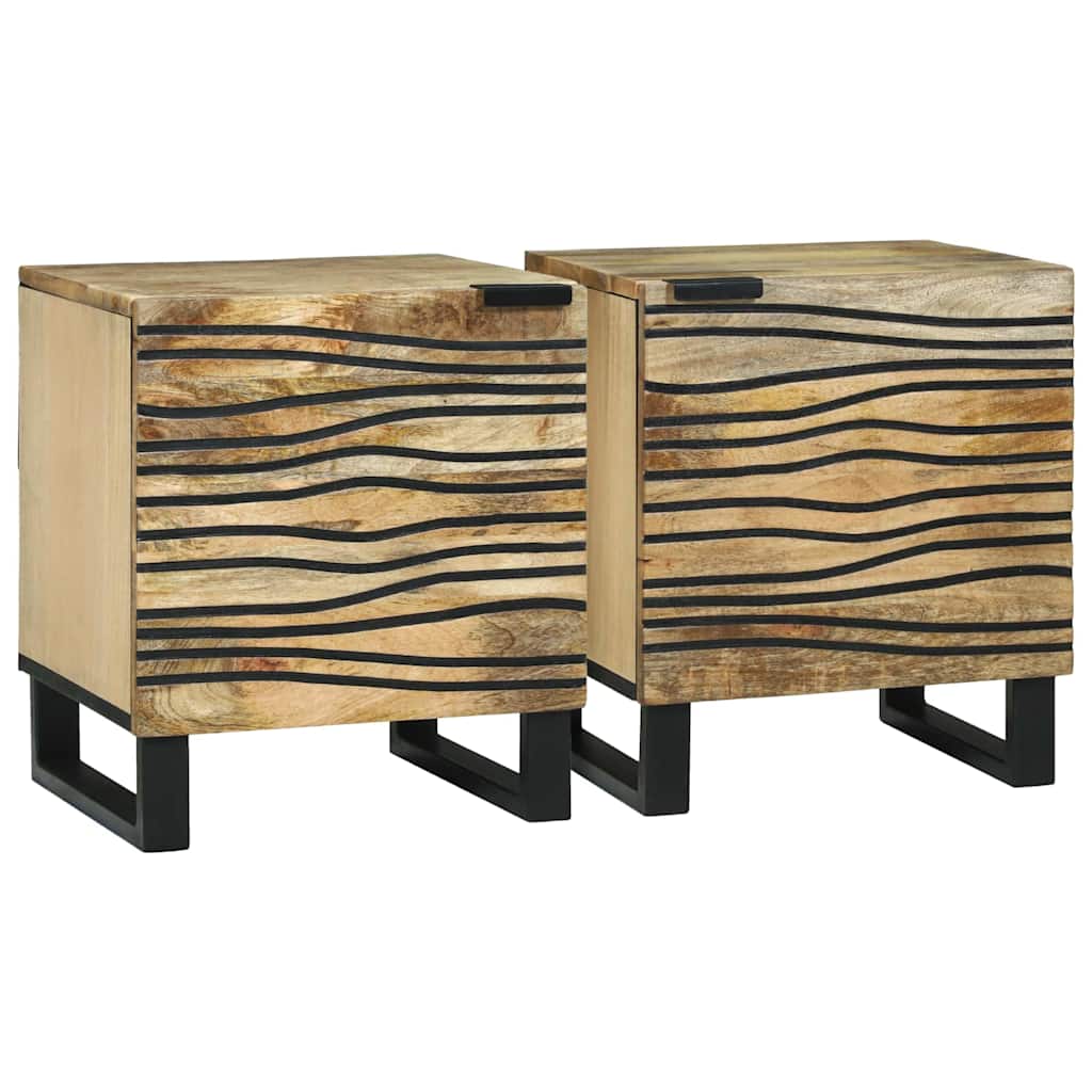 vidaXL Mesa de noche 2 uds. Natural 40 x 33 x 46 cm