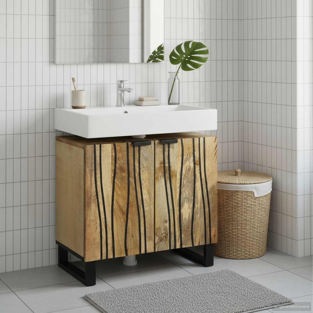 vidaXL Gabinete de Lavabo para Baño Marrón 62 x 33 x 58 cm