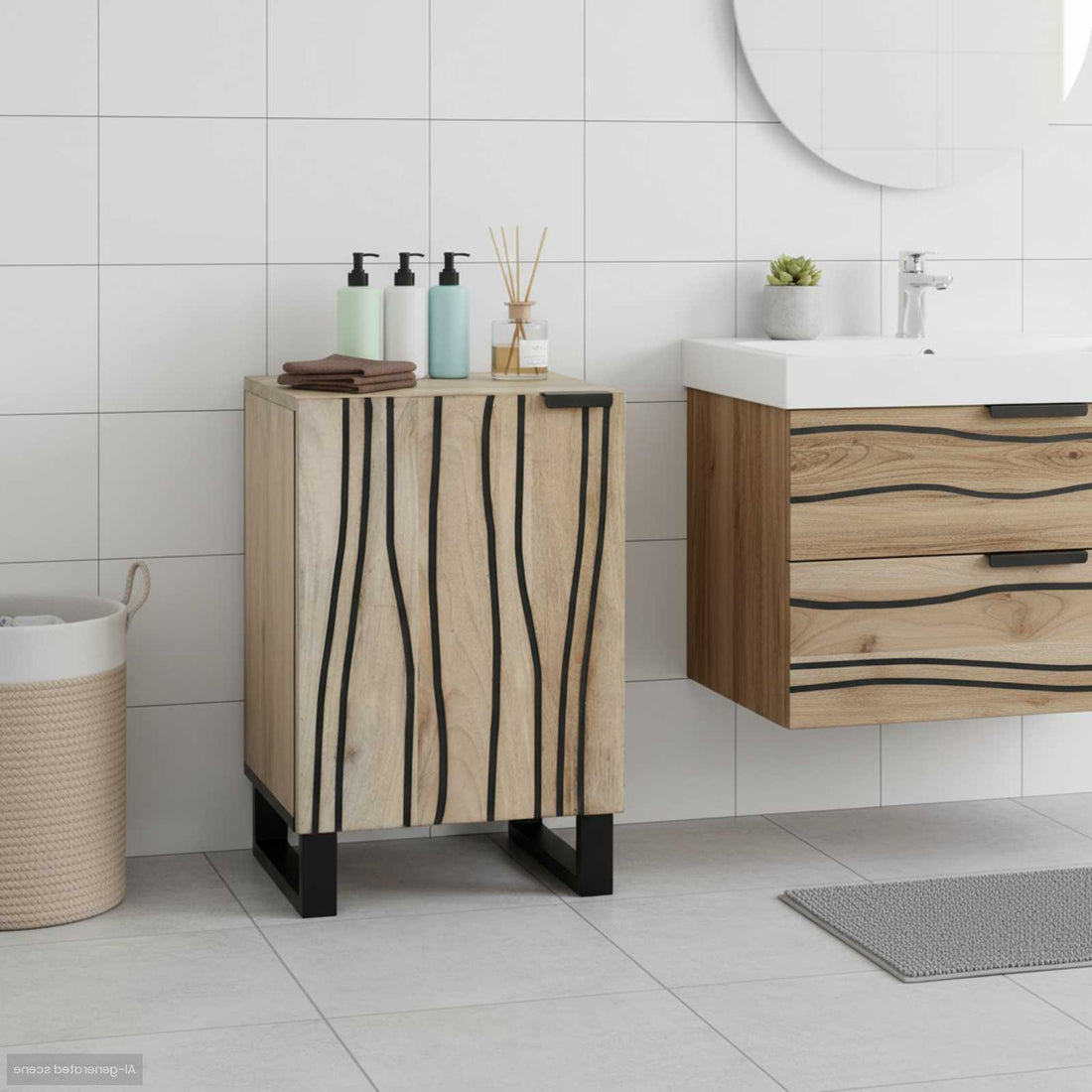 vidaXL Gabinete de Lavabo para Baño Blanco 38 x 33 x 58 cm