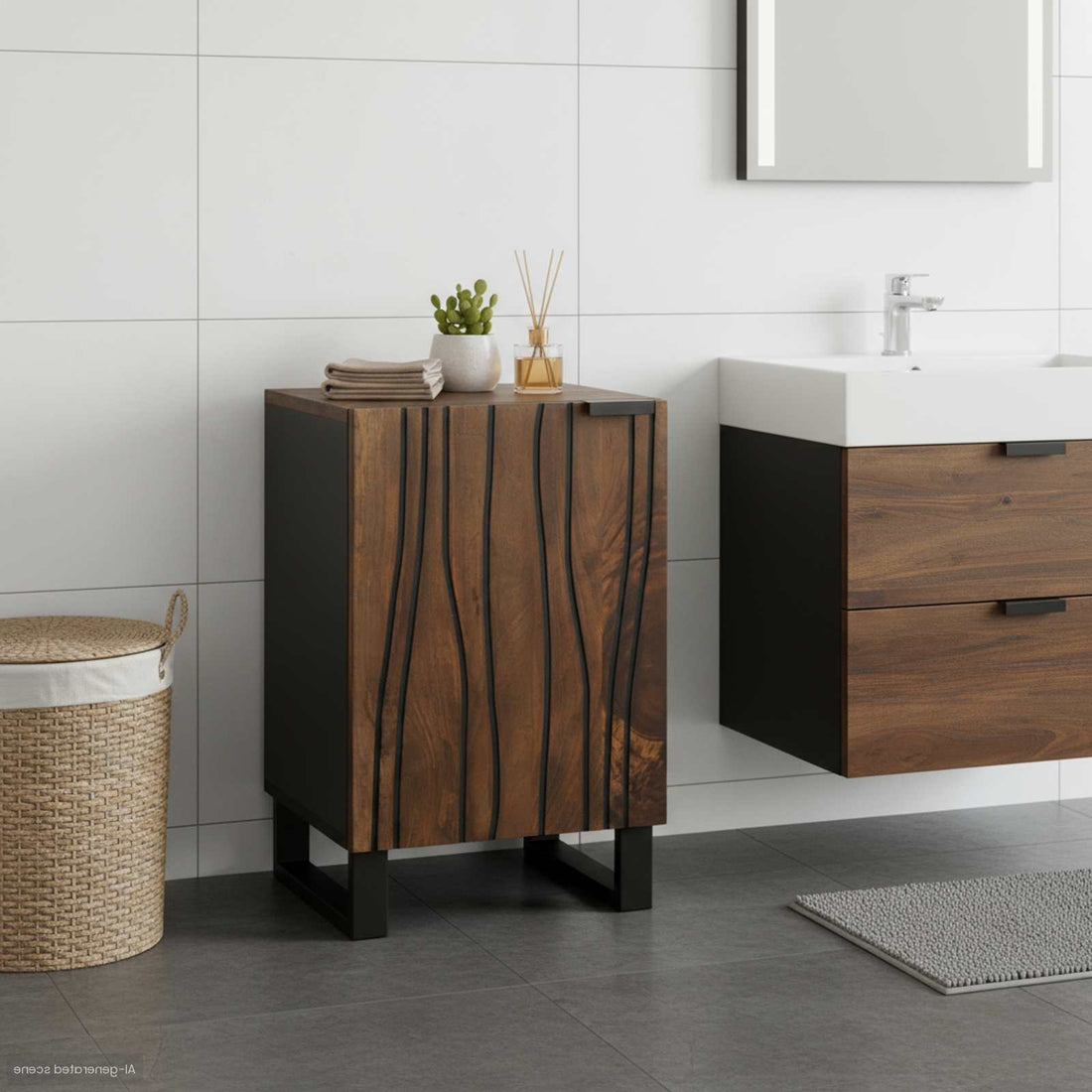 vidaXL Gabinete de Lavabo para Baño Nogal 38 x 33,5 x 58 cm