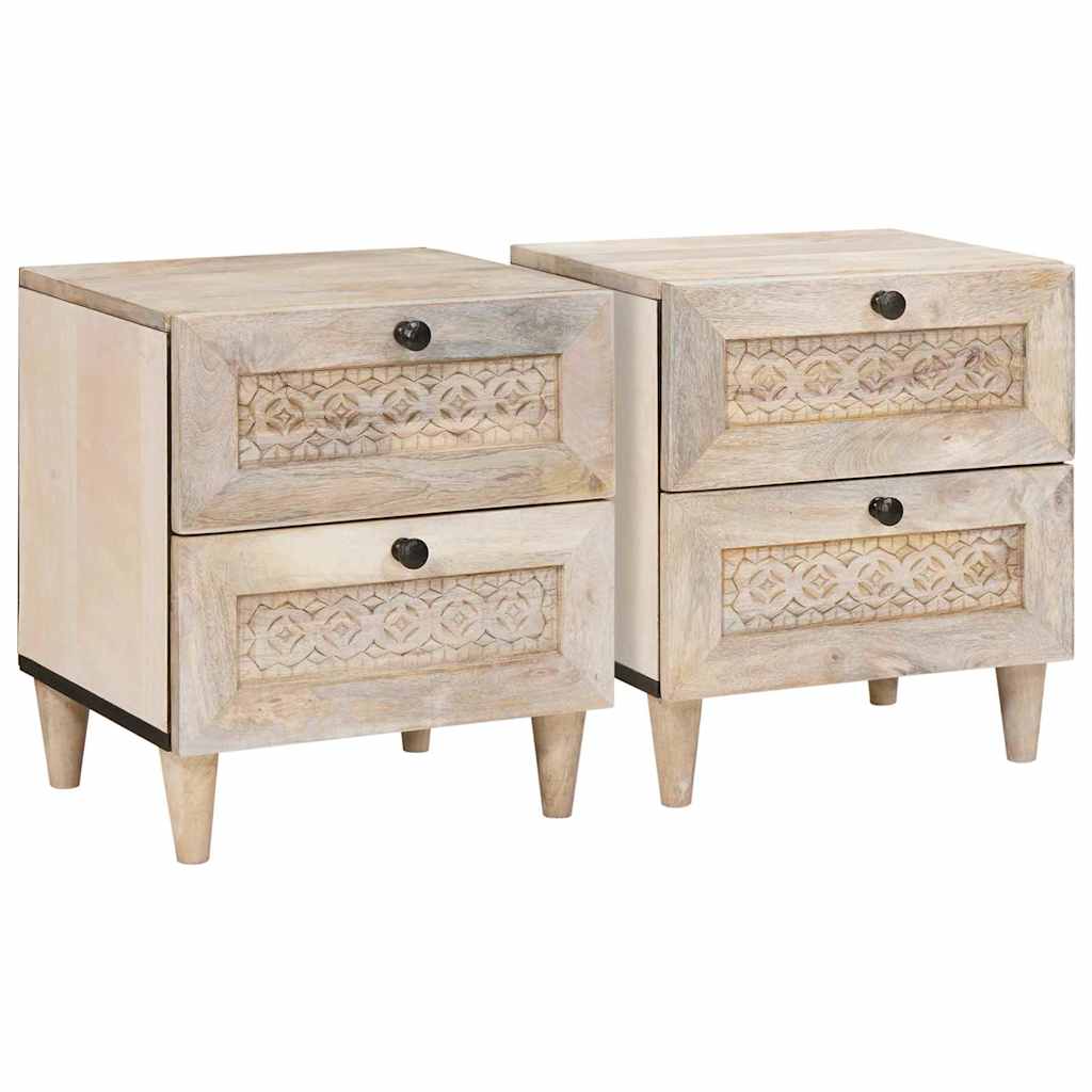 vidaXL Mesa de noche 2 uds. Blanco 40 x 33 x 46 cm
