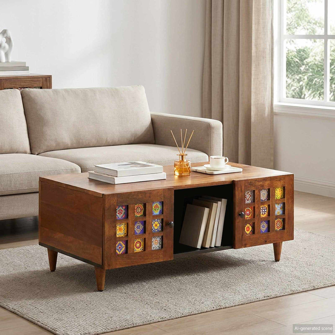 vidaXL Mesa de Café Marrón 100 x 54 x 40 cm Madera de mango maciza