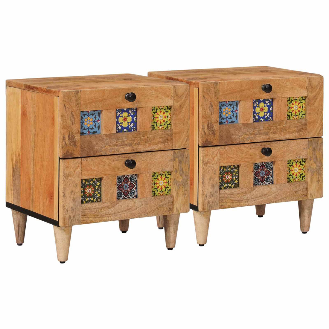 vidaXL Armario de Noche 2 uds. Natural 40 x 33 x 46 cm