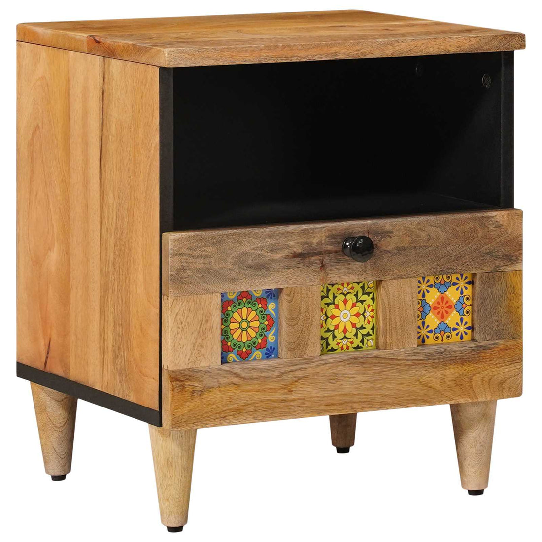 vidaXL Armario de Noche Natural 40 x 33 x 46 cm Madera de mango maciza