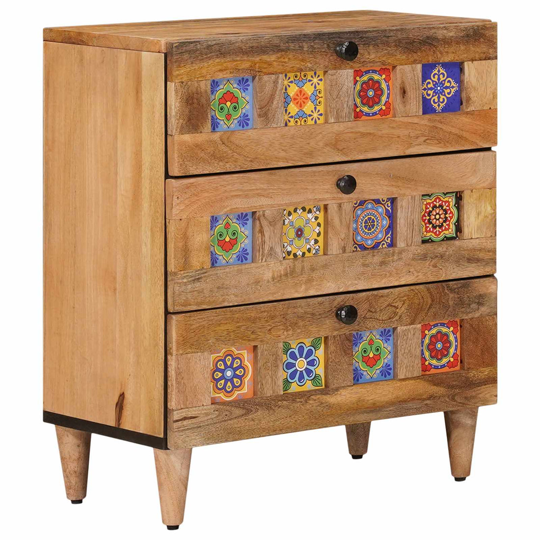 vidaXL Armario de Noche Natural 50 x 33 x 62 cm Madera de mango maciza