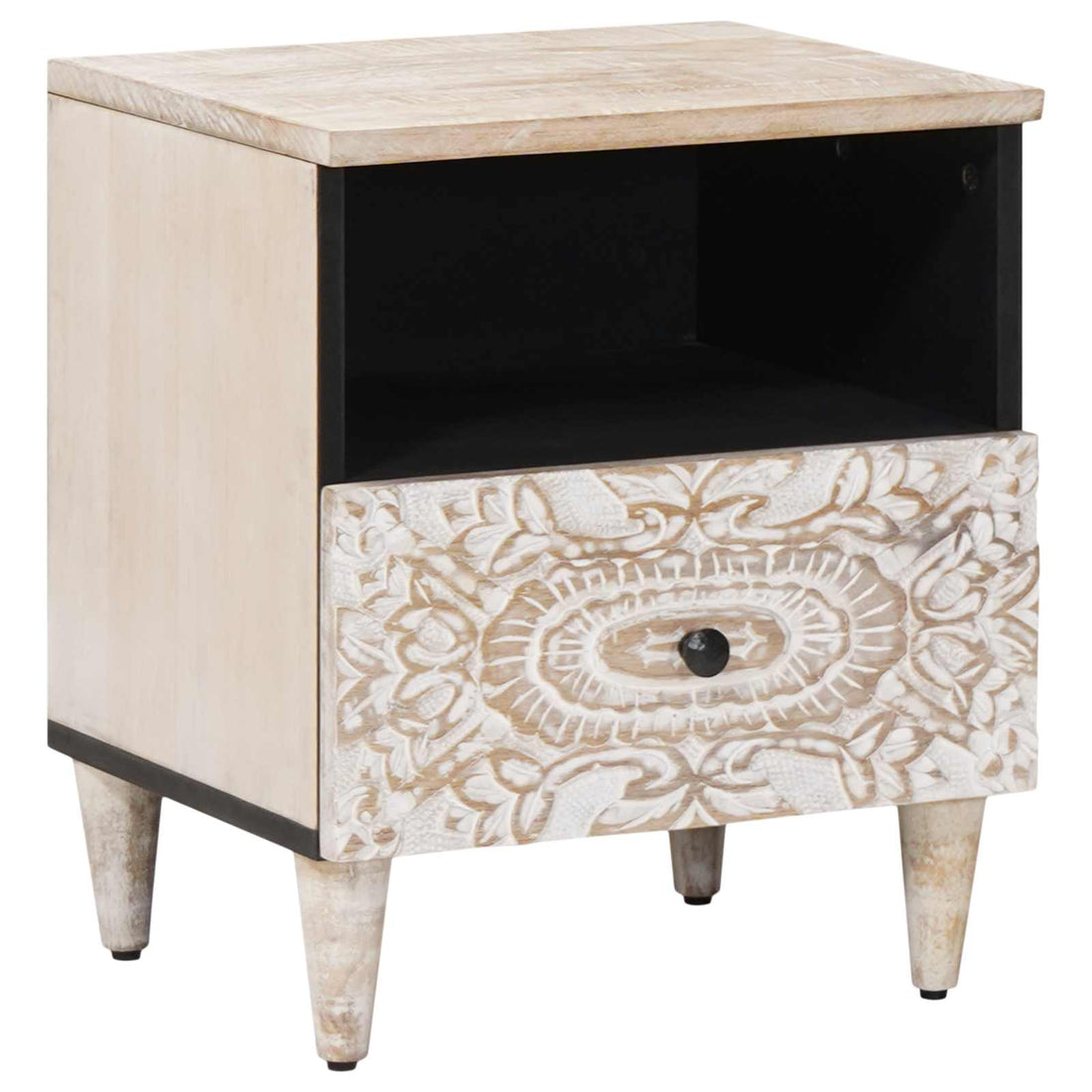 vidaXL Mueble cama con cajón 40 x 33 x 46 cm Madera de mango maciza