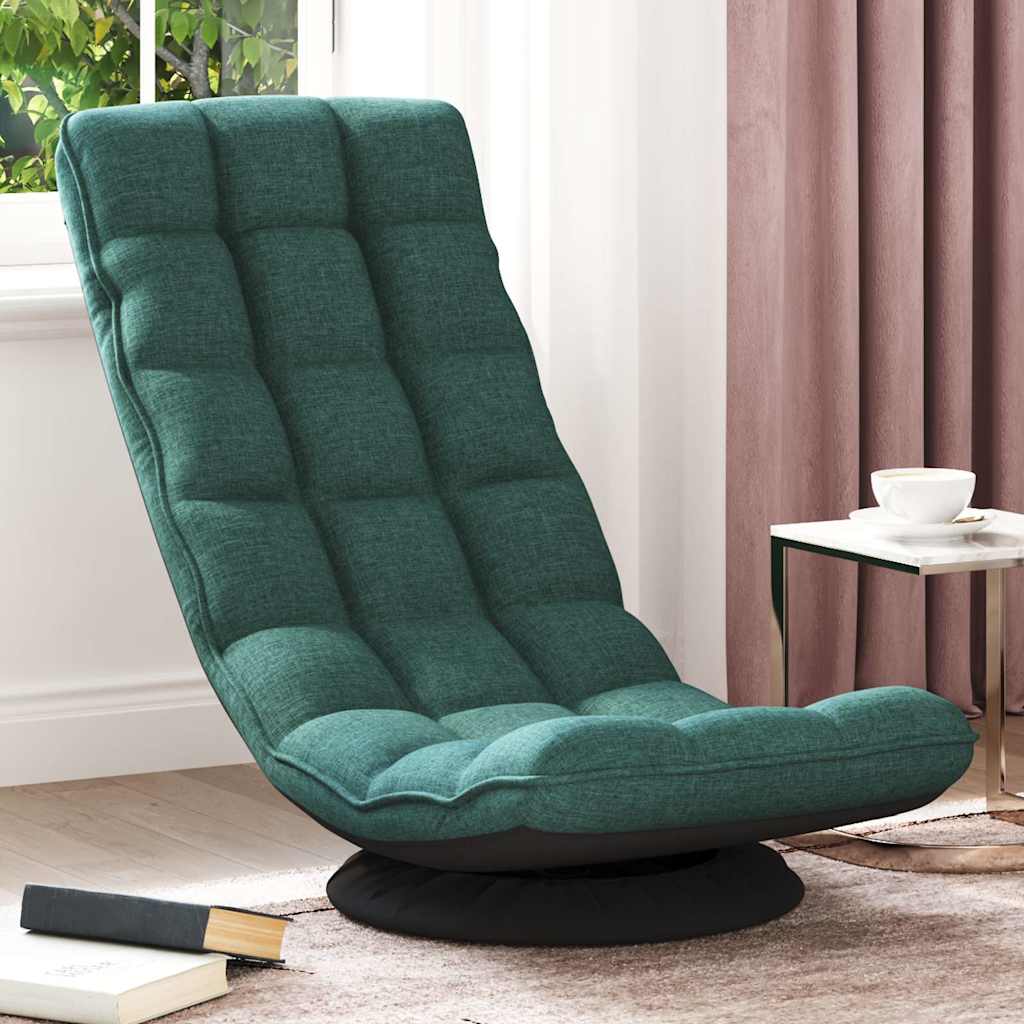 vidaXL Silla giratoria de suelo de tela verde oscuro 70x51x79 cm