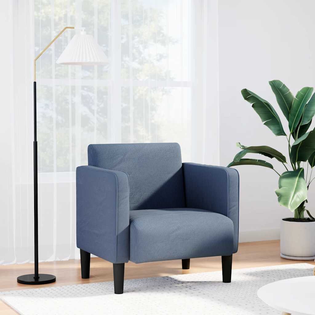 vidaXL Sillón con reposabrazos azul 54 cm tejido de pana
