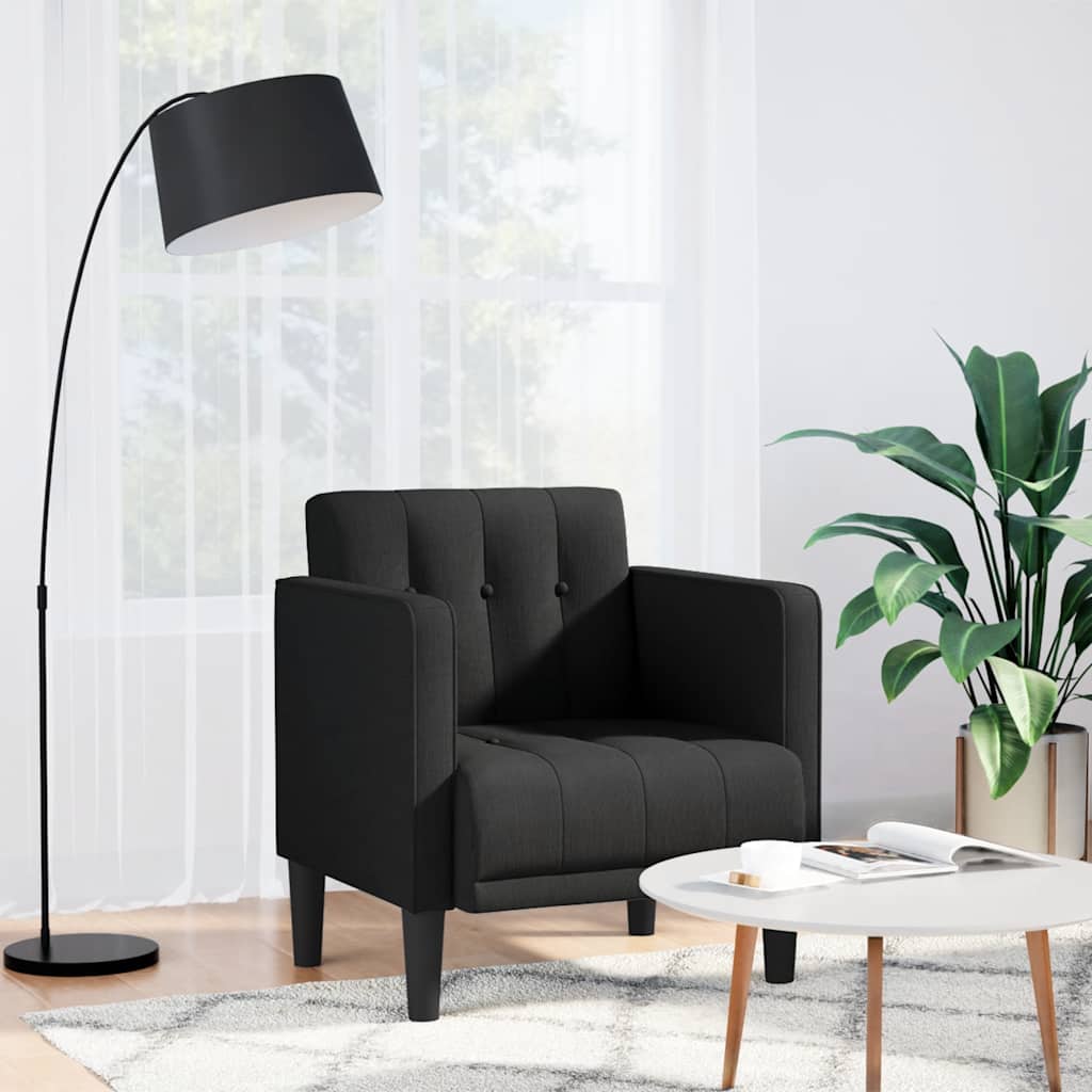 vidaXL Sillón con reposabrazos, color negro, 53 cm, de tela