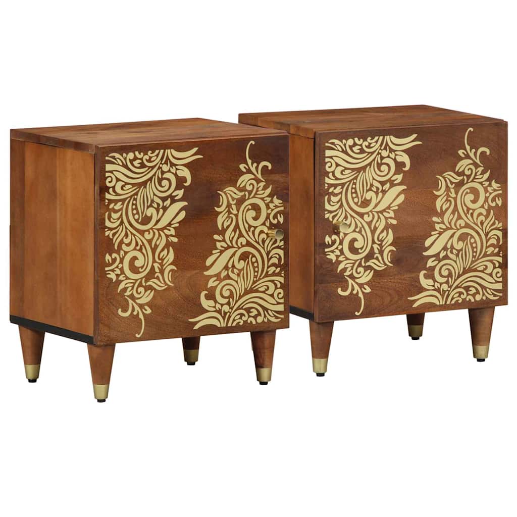 vidaXL Cabinet de noche con puerta 2 uds. Marrón miel 40 x 33 x 46 cm