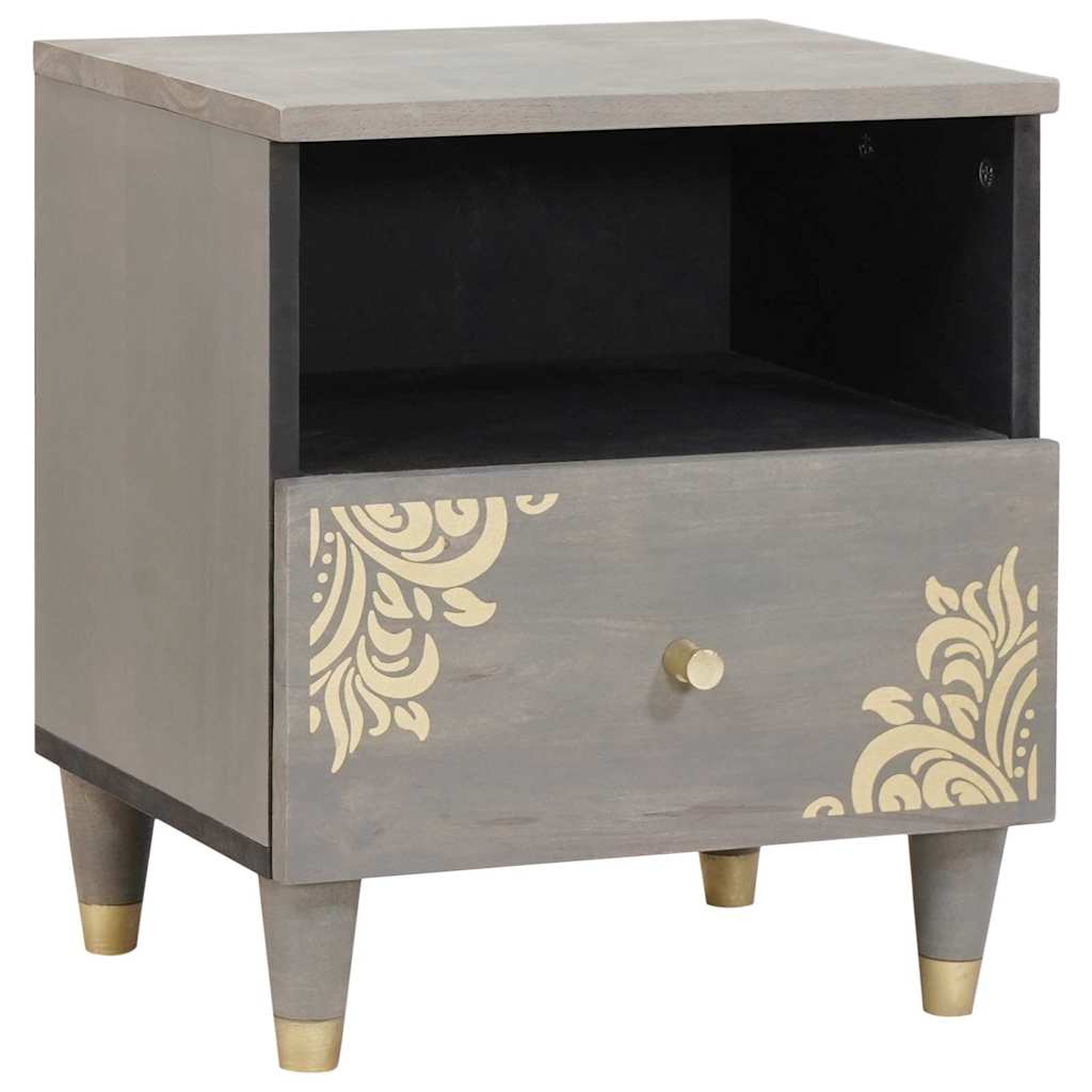 vidaXL Armario de Noche Gris 40 x 33 x 46 cm Madera de mango maciza