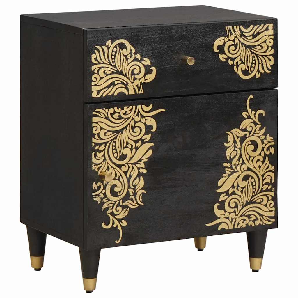 vidaXL Cabinet de noche con puerta con cajón Negro 50 x 33 x 60 cm