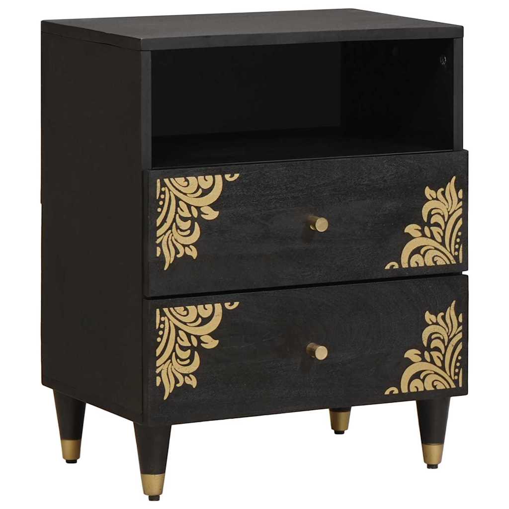 vidaXL Armario de Noche Negro 50 x 33 x 62 cm Madera de mango maciza