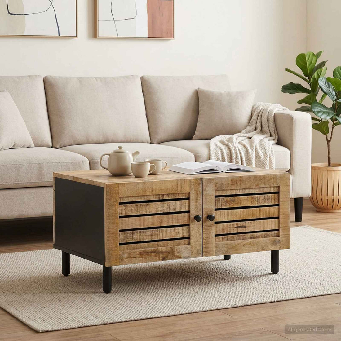 vidaXL Mesa de Café Natural 80 x 50 x 40 cm Madera de mango maciza