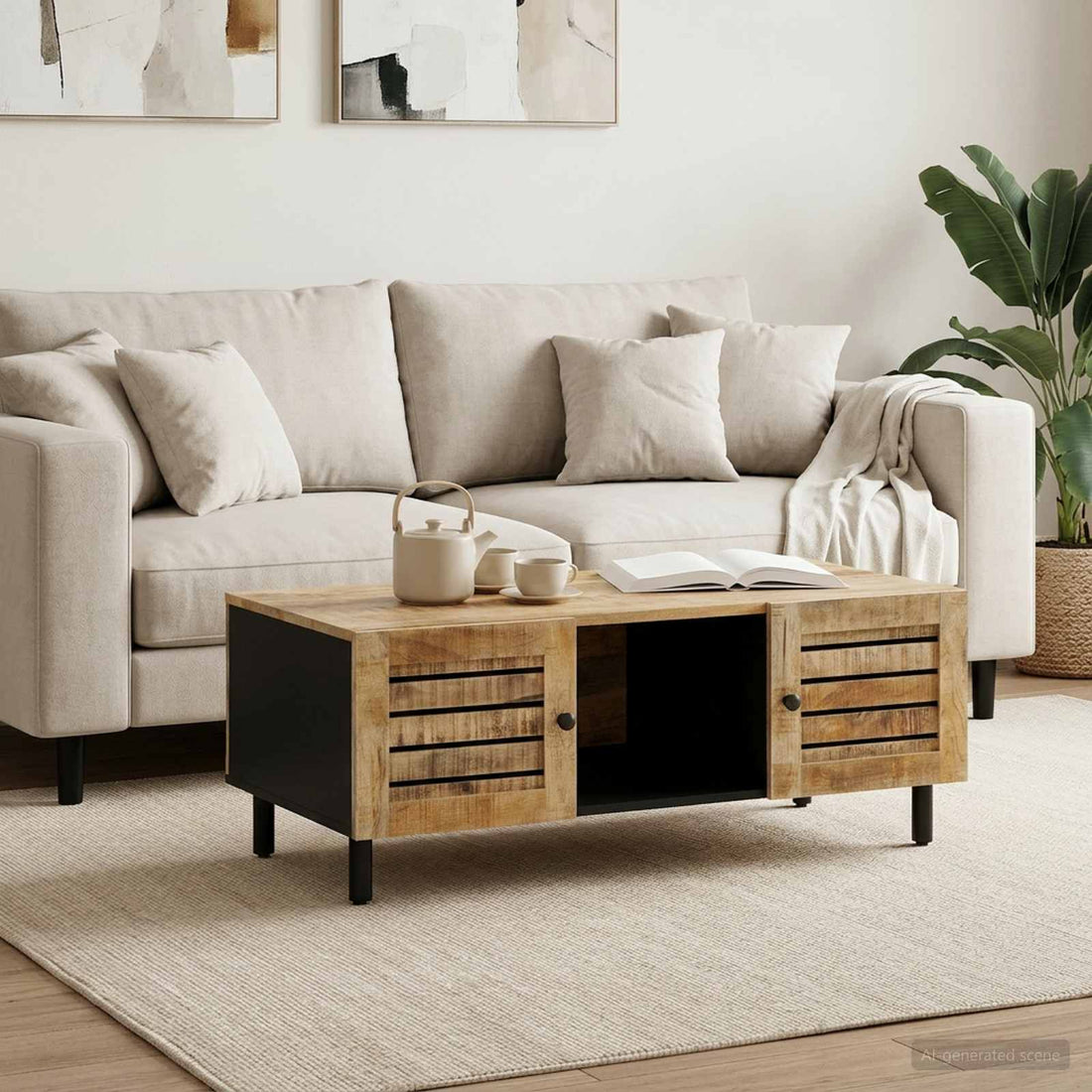 vidaXL Mesa de Café Natural 100 x 54 x 40 cm Madera de mango maciza