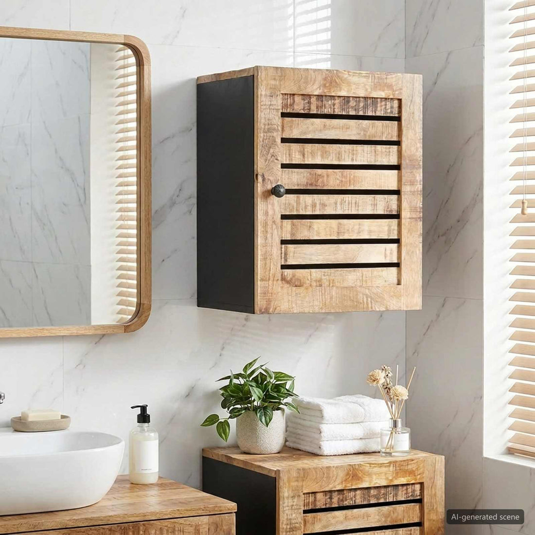 vidaXL Mueble colgante con puerta Marrón y Negro 38 x 33,5 x 48 cm