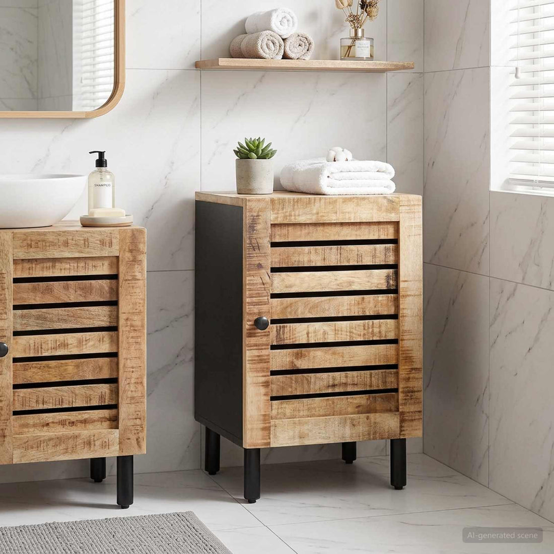 vidaXL Mueble de Cuarto de Baño Marrón y Negro 38 x 33,5 x 58 cm