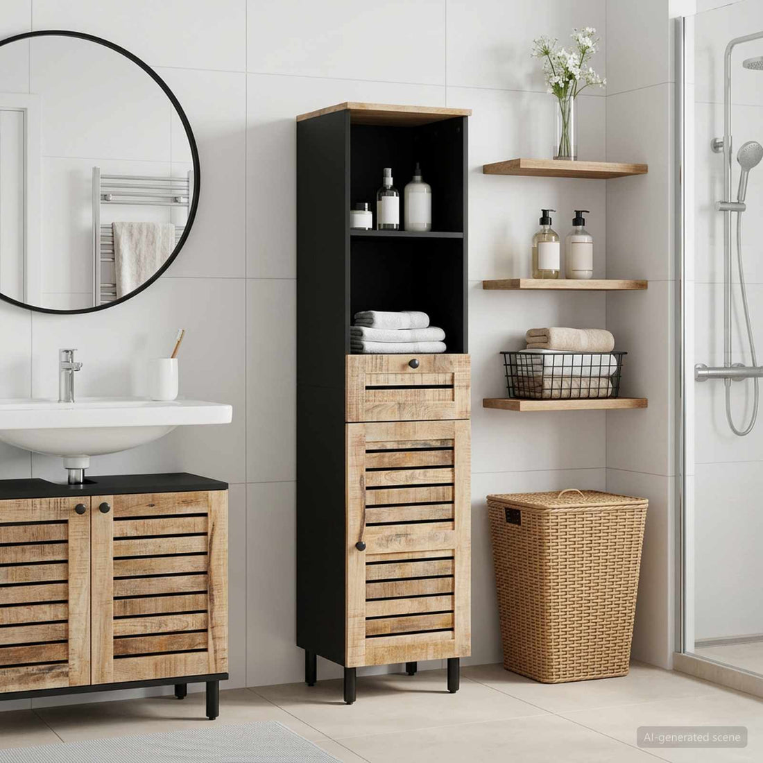 vidaXL Mueble de Cuarto de Baño Marrón y Negro 38 x 33,5 x 160 cm