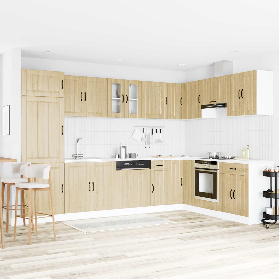 vidaXL Mueble Bajo para Fregadero Lucca 2 uds. Roble Sonoma
