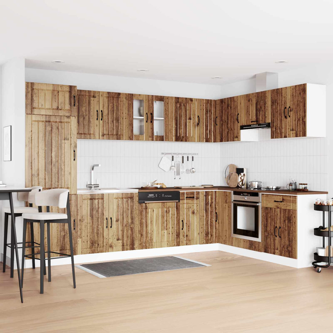 vidaXL Mueble Bajo para Fregadero Lucca 2 uds. Madera vieja