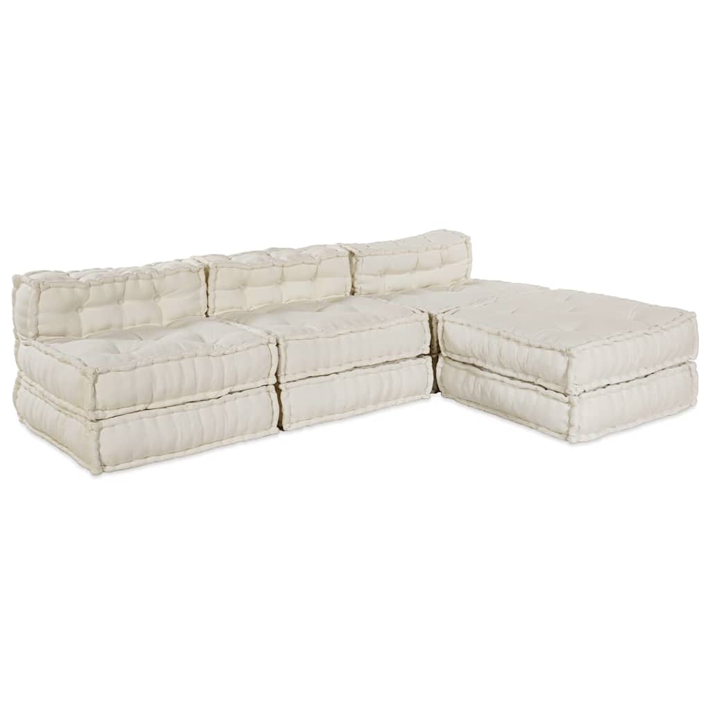 vidaXL Unidad de Sofá Modular Tela Crema 210 x 140 x 56 cm