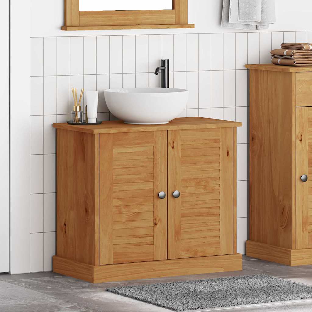 vidaXL Mueble de lavabo VIGO Marrón y Marrón Miel 68 x 34 x 59 cm