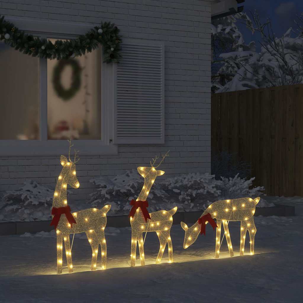 vidaXL Decoración navideña reno 3 uds 90 LED blanco cálido