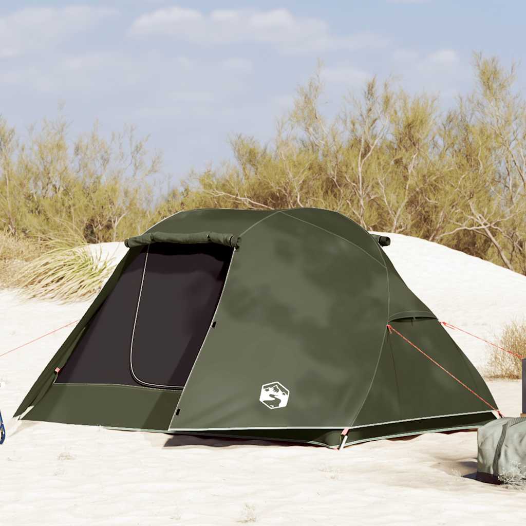 vidaXL Tienda de pesca 3 personas impermeable verde oliva