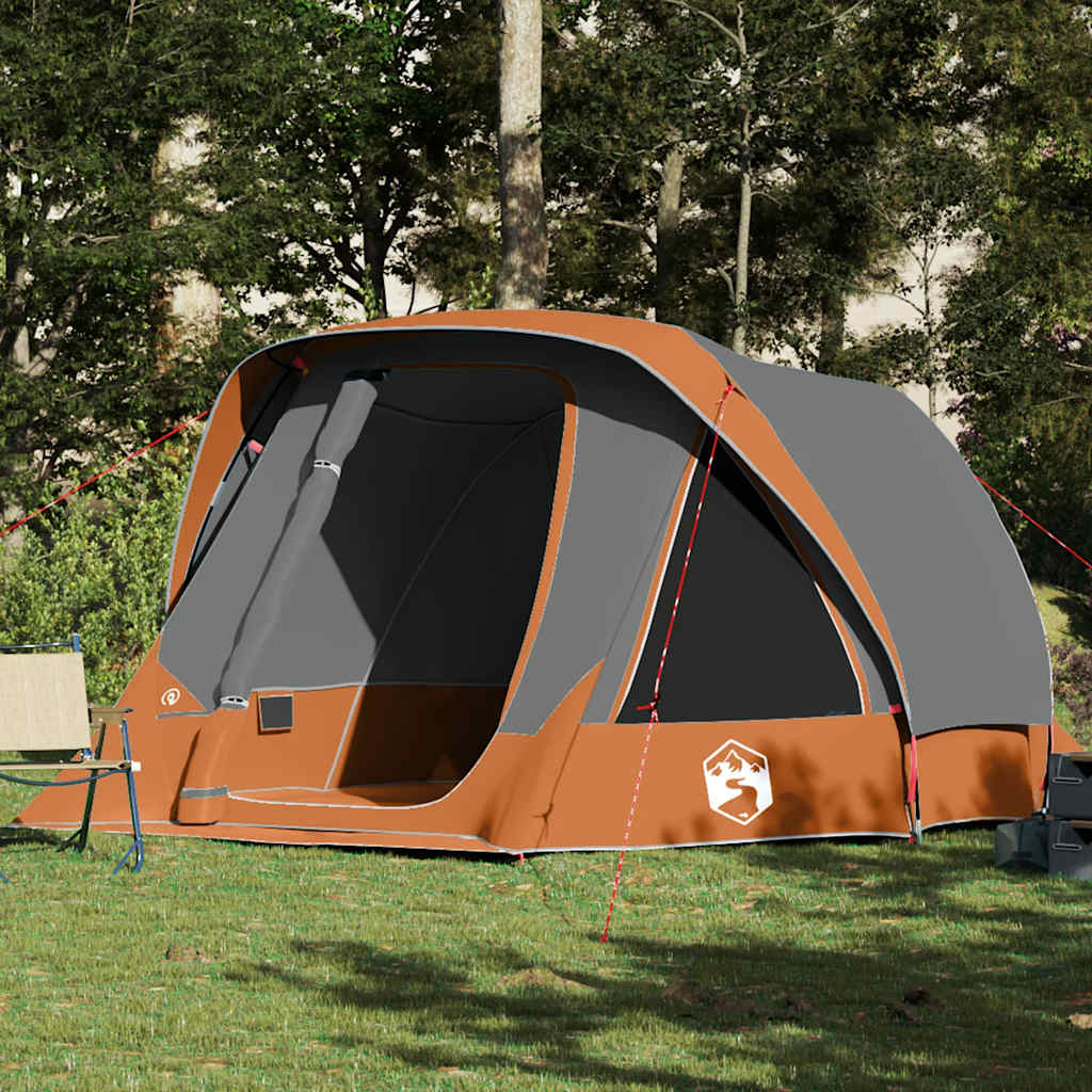 vidaXL Tienda de campaña familiar 6 personas impermeable gris naranja