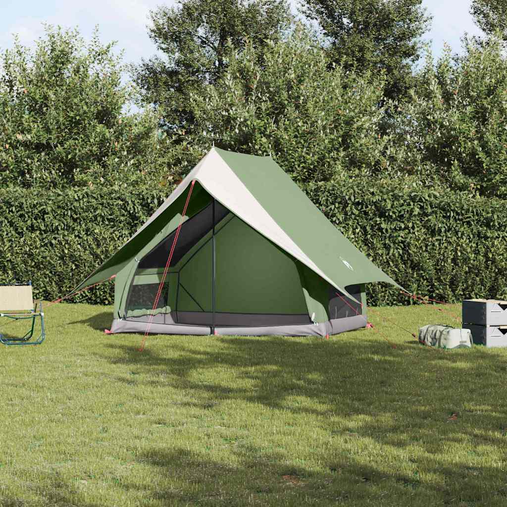 vidaXL Tienda Familiar con techo Verde y blanco 220 x 220 x 184 cm