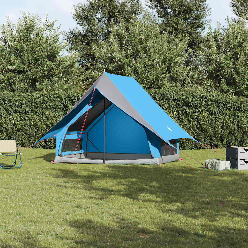 vidaXL Tienda Familiar con techo Azul y gris 220 x 220 x 184 cm