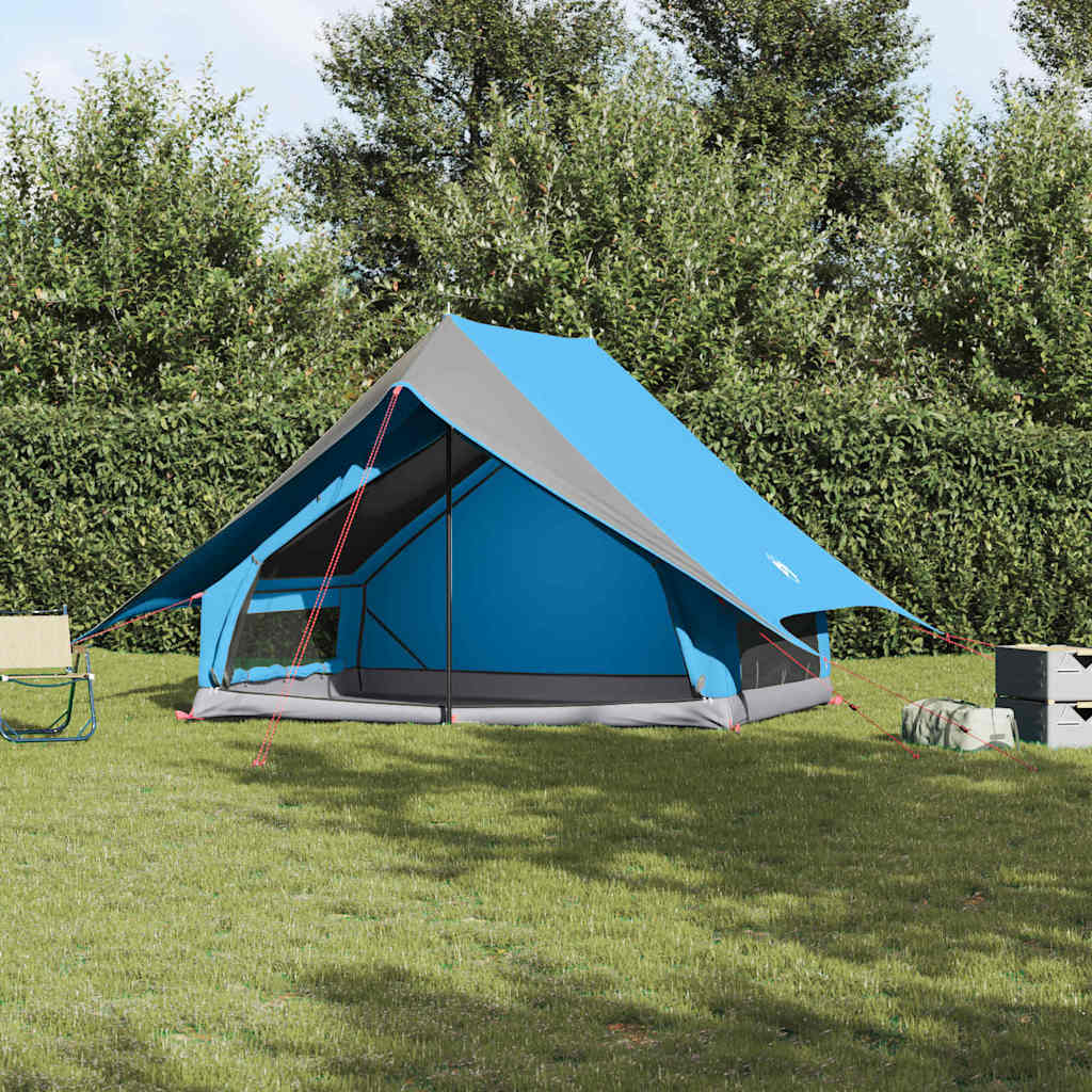 vidaXL Tienda Familiar con techo Azul y gris 256 x 256 x 185 cm