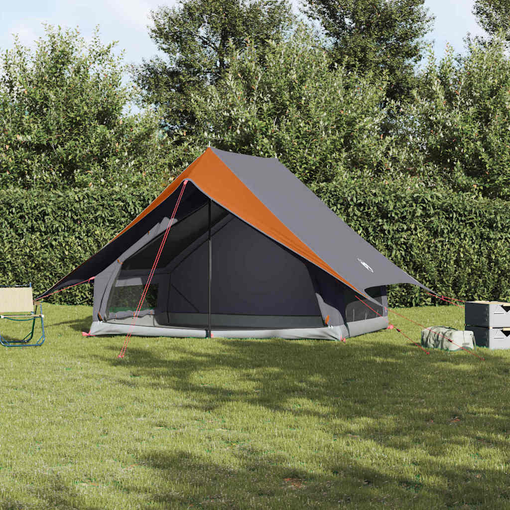 vidaXL Tienda Familiar con techo Gris y naranja 256 x 256 x 185 cm