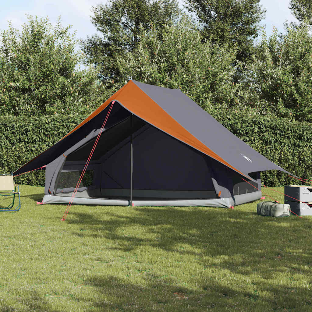 vidaXL Tienda Familiar con techo Gris y naranja 315 x 286 x 200 cm