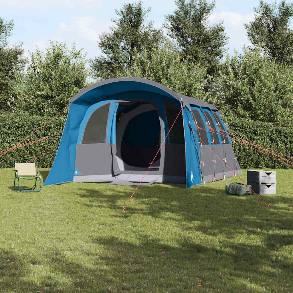 vidaXL Tienda Familiar con techo Azul y gris 576 x 325 x 213 cm